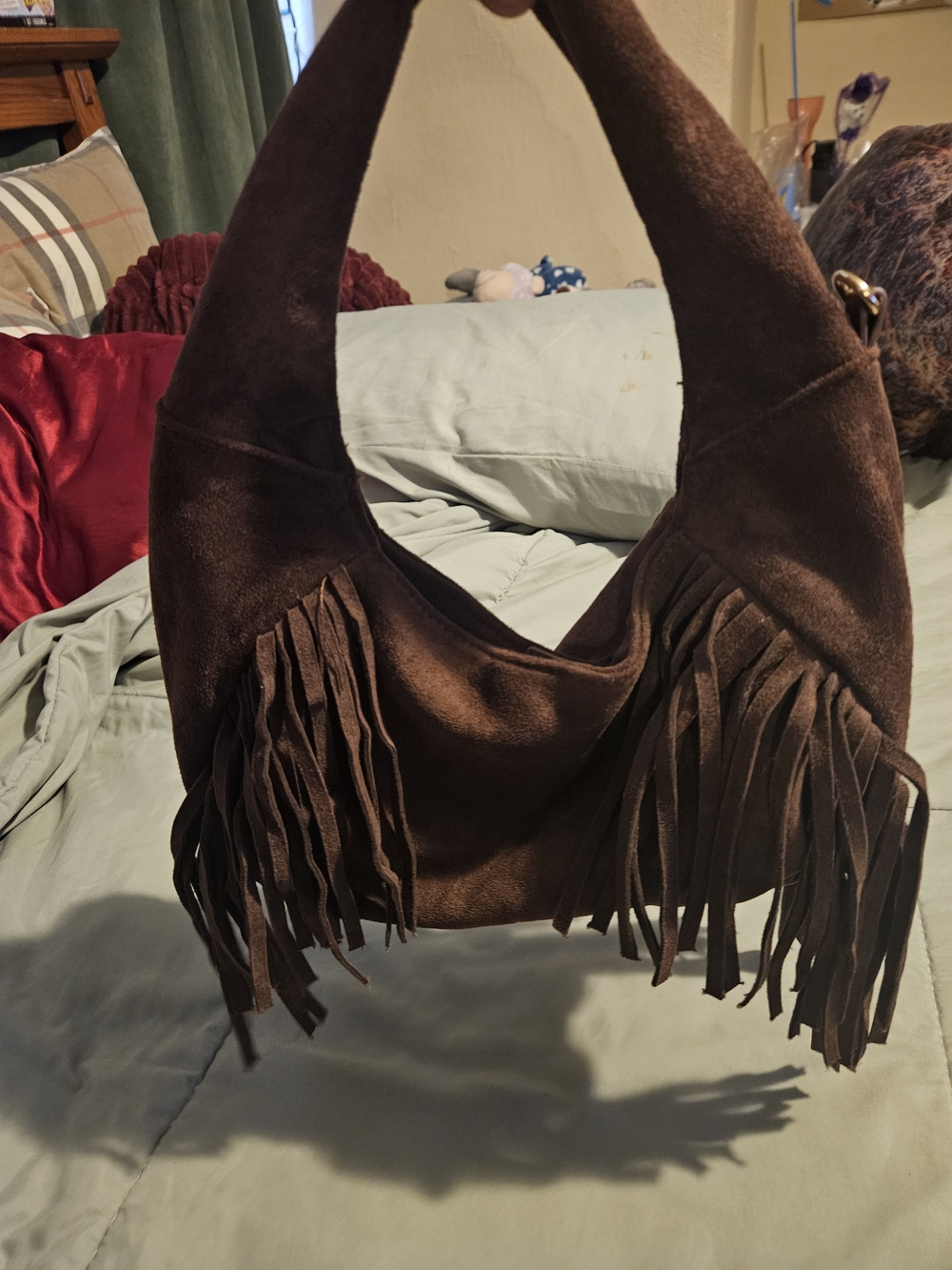 Brown Suede Fringe Shoulder Bag - Women